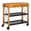 FarmHouse Rolling Island with Butcher Block Rubberwood Top