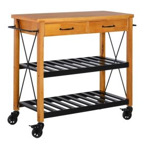 FarmHouse Rolling Island with Butcher Block Rubberwood Top