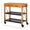 FarmHouse Rolling Island with Butcher Block Rubberwood Top