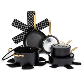 Black & Gold Thyme & Table Non-Stick 12-Piece Signature Cookware Set
